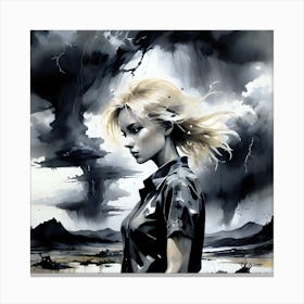 Girl In The Rain Canvas Print