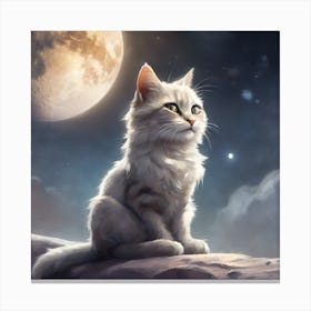 Cat In The Moonlight 3 Canvas Print