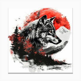 Wolf In The Moonlight 1 Canvas Print