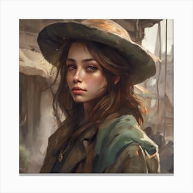 Portrait Of A Girl In A Hat Canvas Print