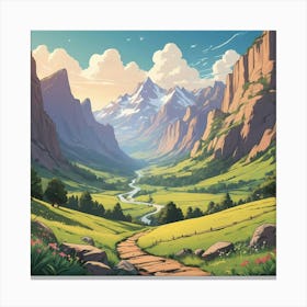 Serene Mountain Valley Canvas Print