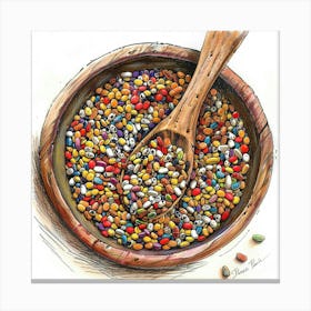 Colorful Beans In A Bowl Canvas Print