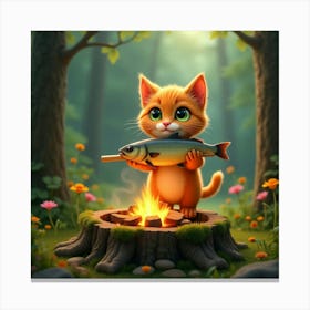 Flux Dev A Vibrant Orange Tabby Cat With Bright Green Eyes And 1 Canvas Print