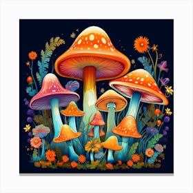 Mushrooms And Flowers 14 Canvas Print