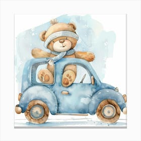 Teddy Bear In Car 1 Canvas Print