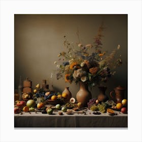 Table Full Of Fruit Canvas Print