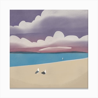 Three Seagulls Square Canvas Print