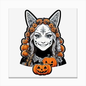 Day Of The Dead Cat Women Canvas Print