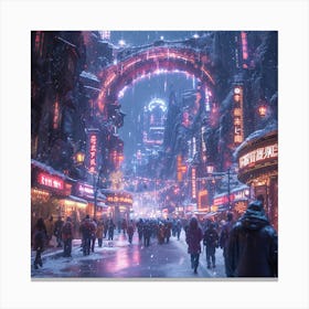 City In The Snow Canvas Print