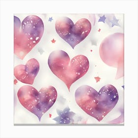 Watercolor Hearts Canvas Print