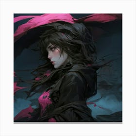 Girl In Black And Pink Canvas Print