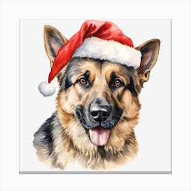 German Shepherd Santa Hat 1 Canvas Print