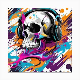 Skull With Headphones 60 Canvas Print
