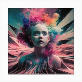 Girl With Colorful Hair Canvas Print