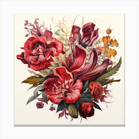 Vintage Botanical Flowers Illustration Canvas Print