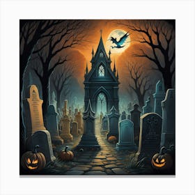 Haunted Cemetery Canvas Print