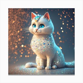 Cartoon Character A White Cat With A Silver Coat (4) Canvas Print