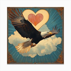 Eagle with Heart-shaped Cloud Canvas Print