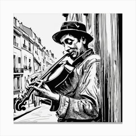 Paris Street Musician 1 Canvas Print