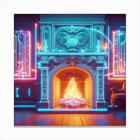 Neon Fireplace 9 Canvas Print