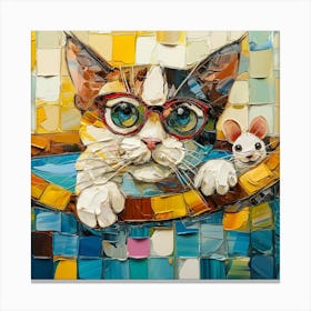 Cat With Glasses Canvas Print