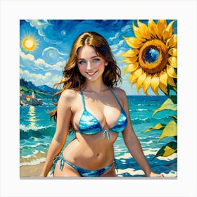 Sunflower Girl fyu Canvas Print