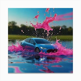 Car Splashing In Water 1 Canvas Print