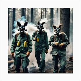 Gas Masks In The Forest 12 Canvas Print