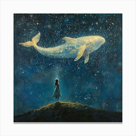 Whale In The Starry Night Sky 5 Canvas Print