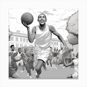 Obama Basketball Coloring Page Canvas Print