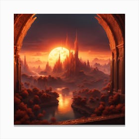 City At Sunset Canvas Print