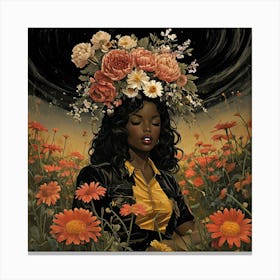 Woman In A Field Of Flowers Canvas Print