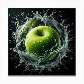 Apple Splashing Water 1 Canvas Print