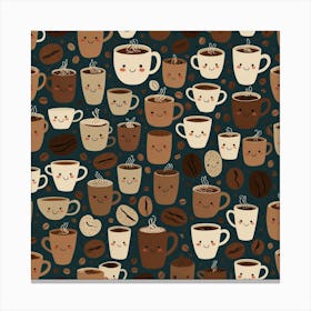 Kawaii Coffee Pattern 2 Canvas Print