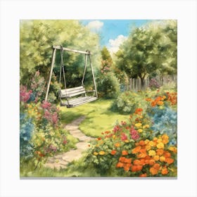 Swing In The Garden Canvas Print