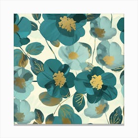 Teal Flowers Canvas Print