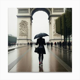 Femme Marchant Dans Paris Un Jour De Pluie 4 Canvas Print