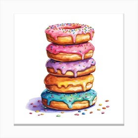 Stack Of Rainbow Donuts 2 Canvas Print
