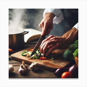 Chef Chopping Vegetables Canvas Print