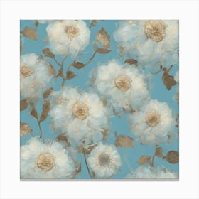 Klimts Would Love These Flowers Light Blue Canvas Print
