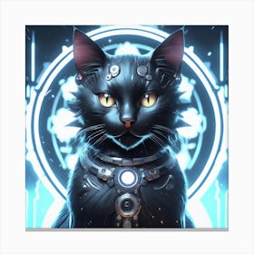 Black Cat With Glowing Eyes Canvas Print