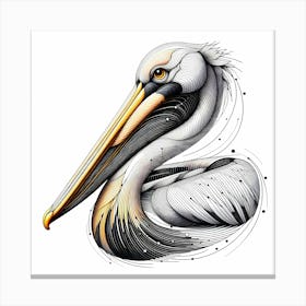 Pelican - Abstract Line Art Illustration 38 Canvas Print