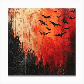 Bats, Halloween, Spooky, Red Canvas Print