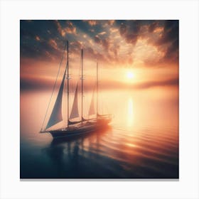 Sailboat At Sunset 1 Canvas Print