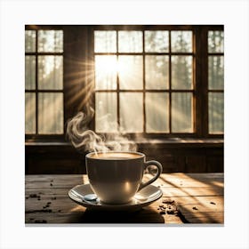 Coffee Cup On A Wooden Table 3 Canvas Print