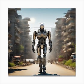 Robot In The City 14 Canvas Print