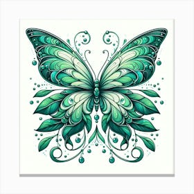 Green Butterfly Art 1 Canvas Print