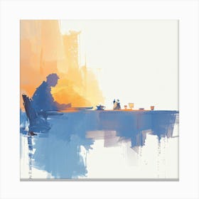 Man At A Table Canvas Print