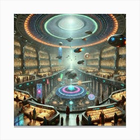 Interplanetary Trade Halls 1024x1024 Canvas Print