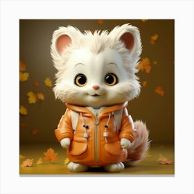 Cute Cat In Orange Jacket Canvas Print